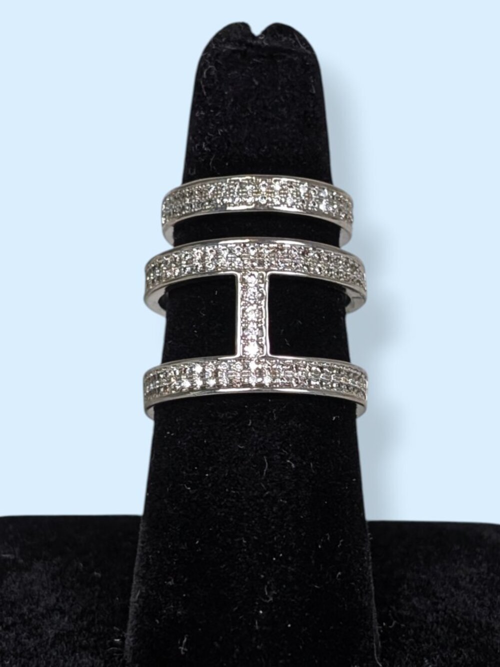 2-Part White Rhinestone Band Ring - Picture 4 of 8